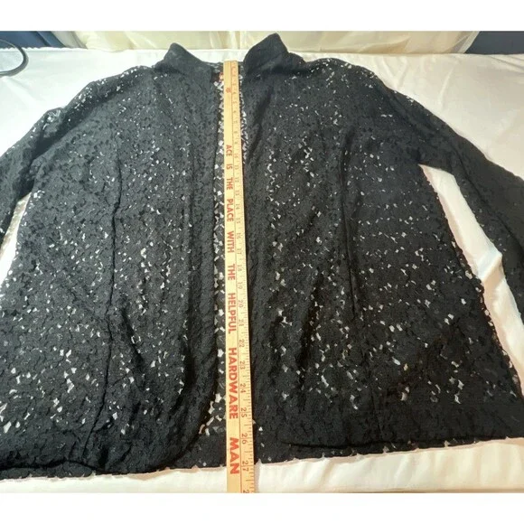 Vintage Tudor Court Womens Open Front Lace Jacket Size 2XL Sheer Fairy Black - Picture 5 of 5
